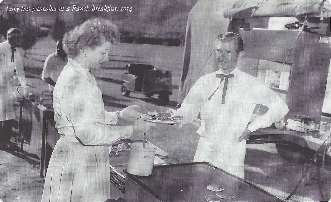 Lucy has pancakes at Ranch breakfast 1954