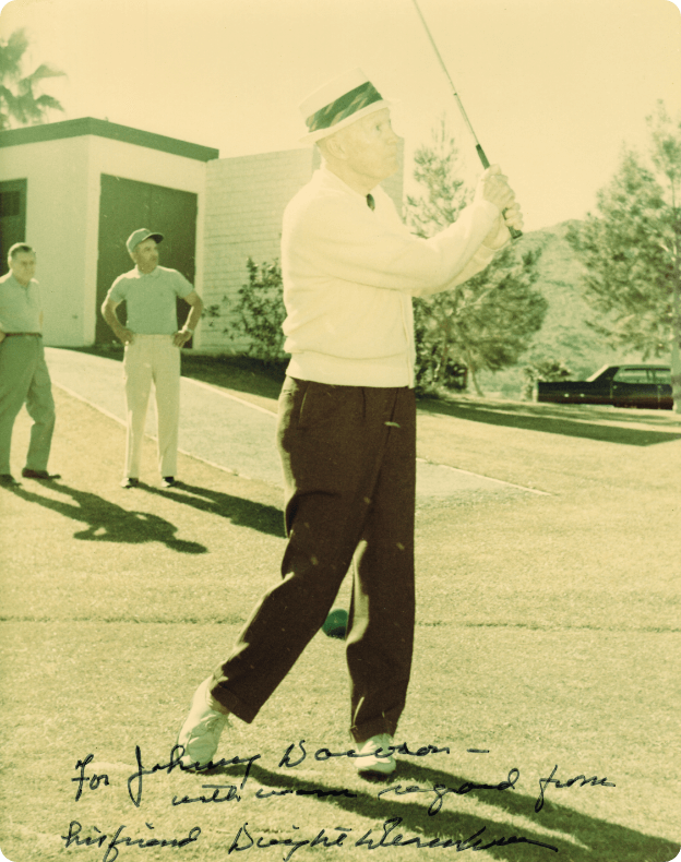 President Eisenhower signed golf shot to Johnny Dawson